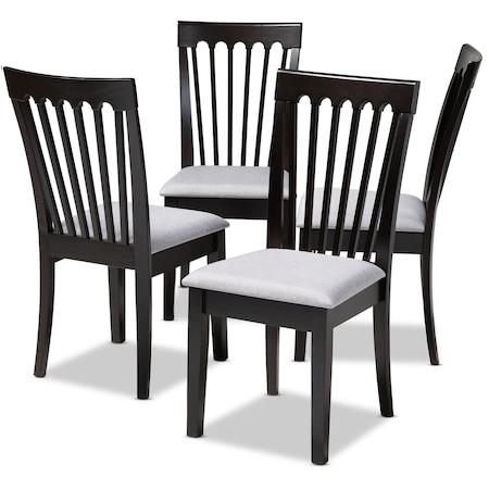 Baxton Studio Minette Gray Upholstered Espresso Brown Finished Wood Dining Chair, PK4 153-9398